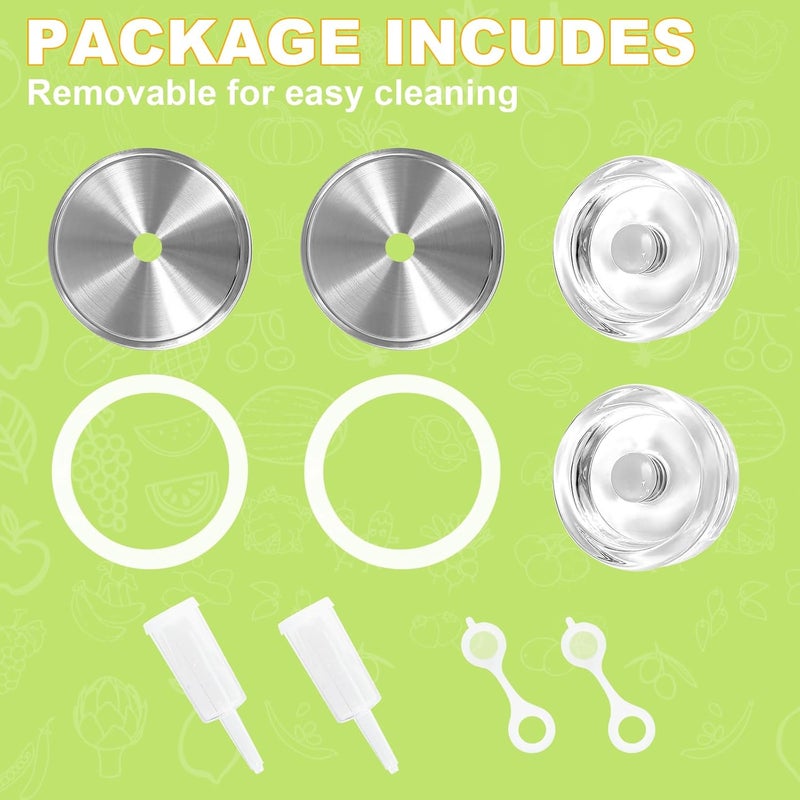 JOBVERT Fermentation Kit - 2 Upgraded Lids and 2 Glass Weights for 86MM Wide Mouth Mason Jars, Making and Storing Sauerkraut (Jars Not Included) - Image 3